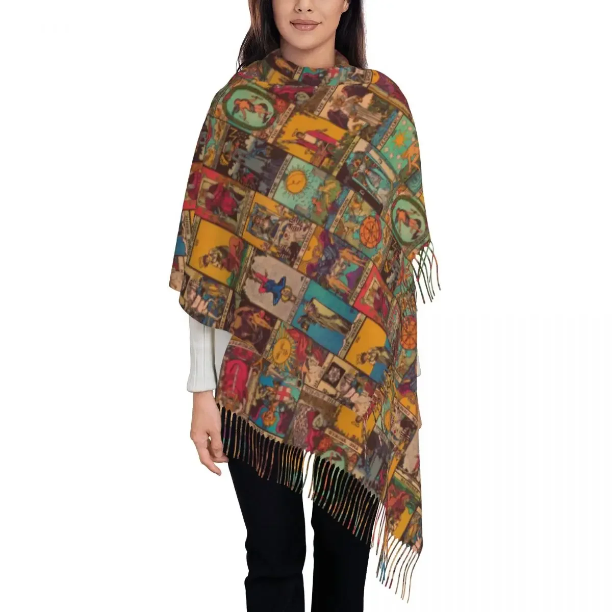 The Major Arcana Of Tarot Vintage Patchwork Shawl Wrap Womens Winter Long Soft Scarf Pashminas Shawl Scarves