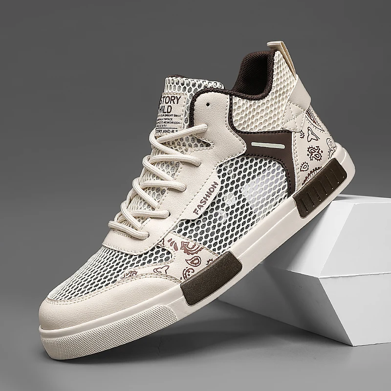 

High Top Men's Skateboard Shoes Big Size 47 Breathable Mesh Sneakers Man Trainers Outdoor Non-slip Casual Sports Shoes For Men