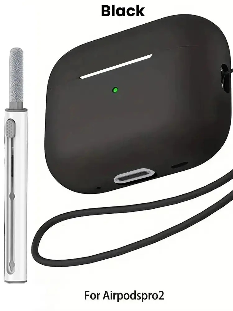 Pour AirPods Pro 2 étui housse en Silicone liquide pour AirPods Pro 2 2nd Pro2 2022 2023 étuis manchon avec lanière de stylo de nettoyage Funda