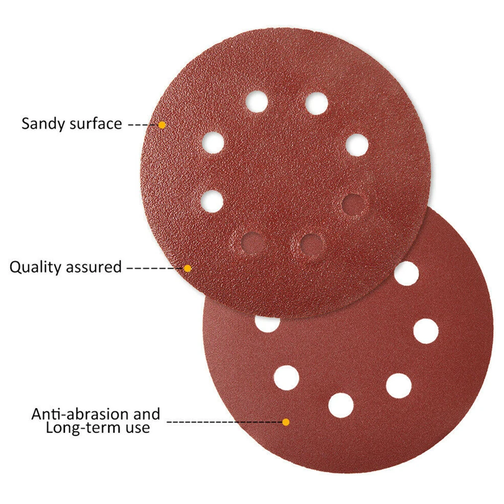 

100pcs 125mm Sanding Discs Sandpaper Mixed Grit 80-3000 Hook And Loop For Matched 8 Holes Hook And Loop Sanding Pad