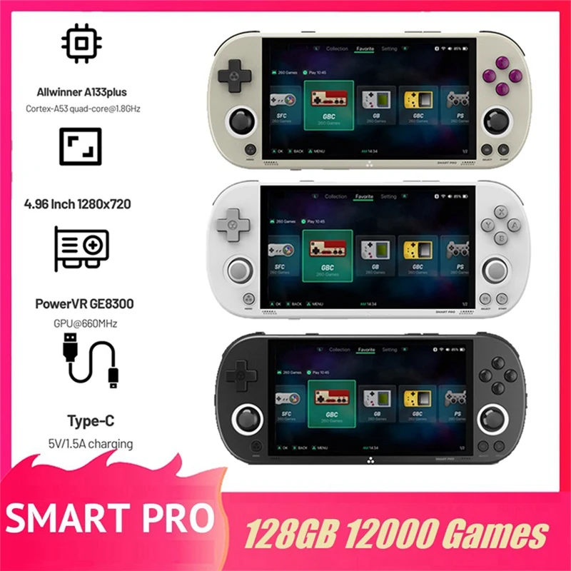 For Trimui Smart Pro Game Console 128GB 12000 Games Linux Retro Video Game Console Supports Multiple Emulators C