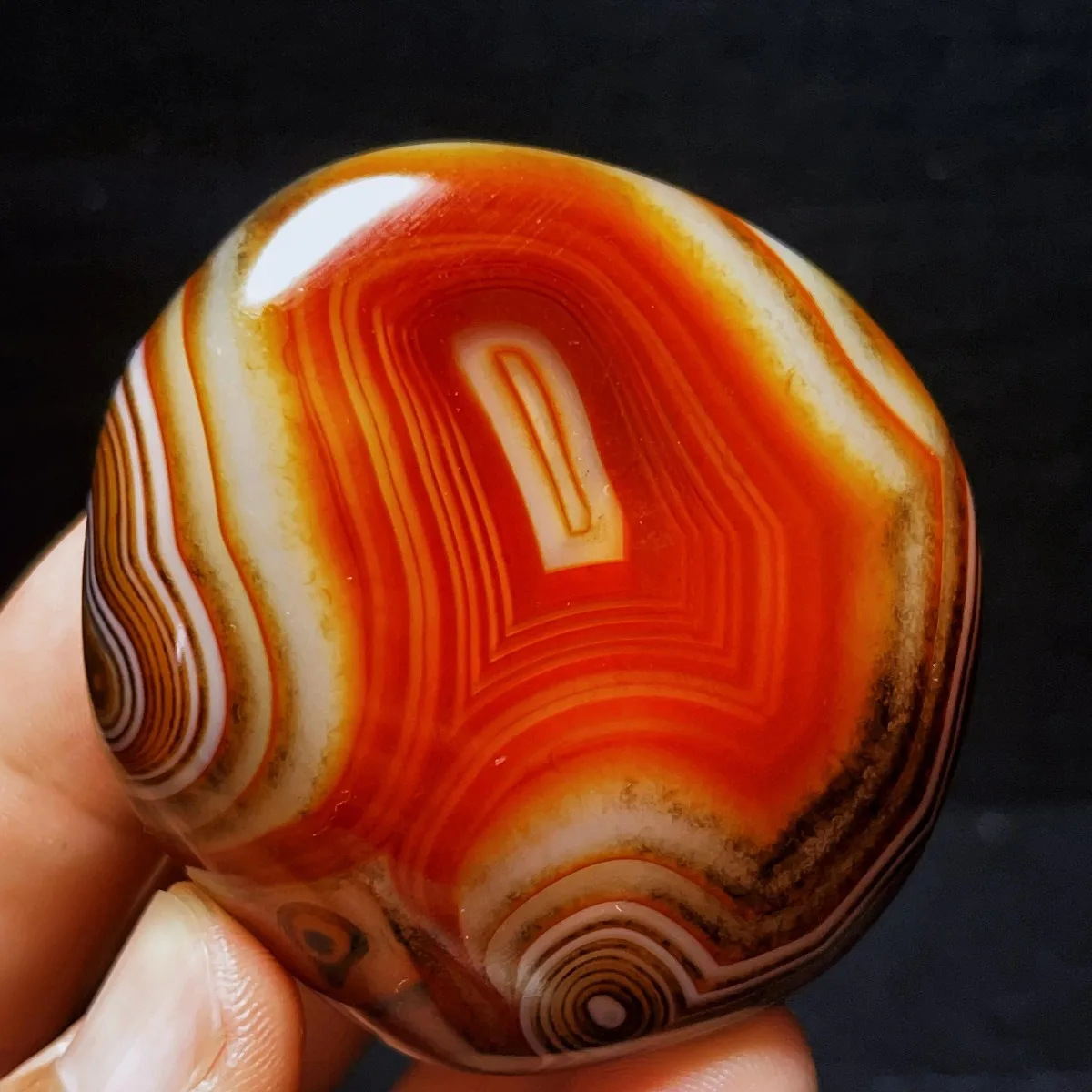 4PC Sunset Tone Banded Agate Worry Stone, Mineral Specimen, Tumbled Polished, Collectible, Natural Stone, Crystal Collection