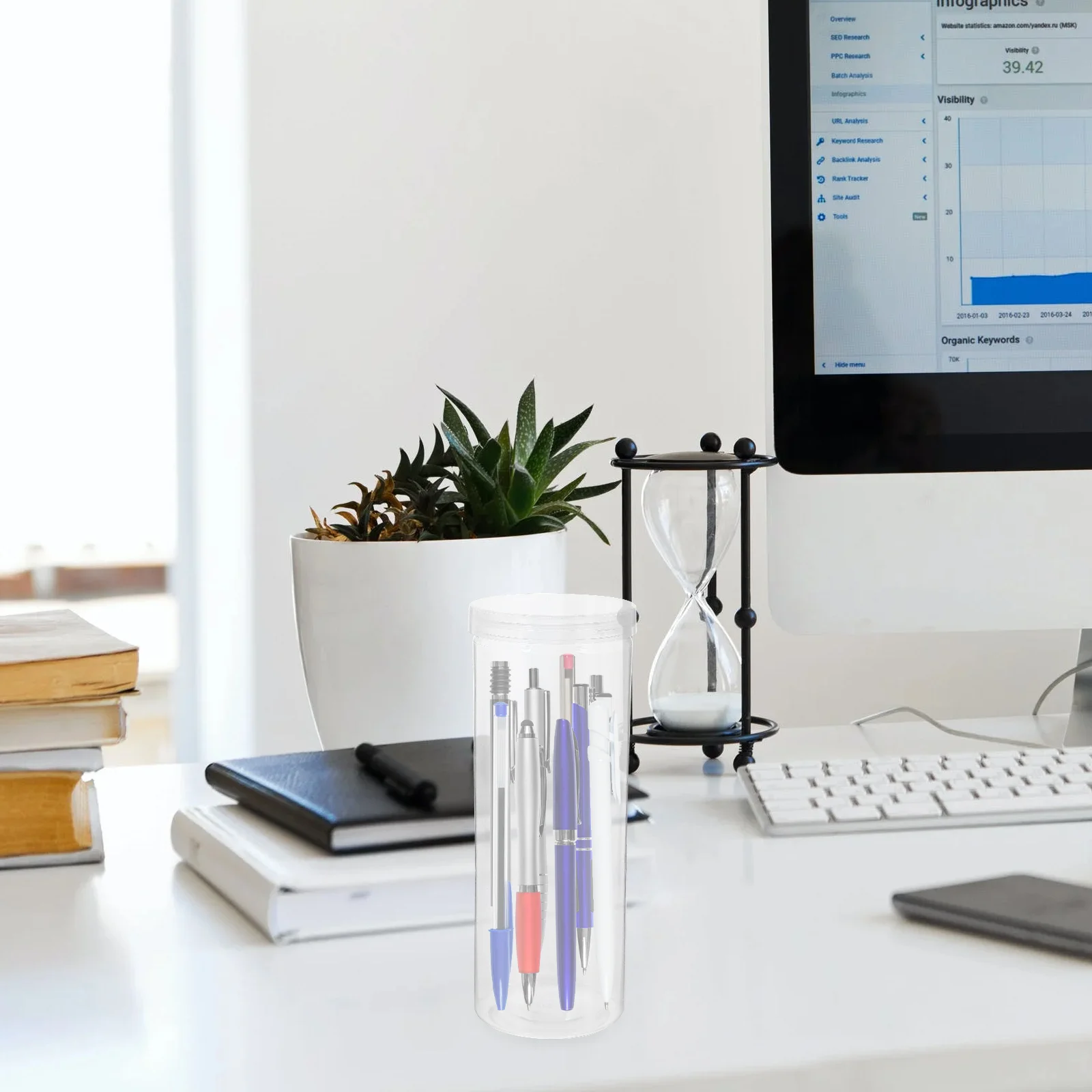 2 Pcs Plastic Pen Holder Pencil Cases Transparent Display Storage Nice Empty Clear