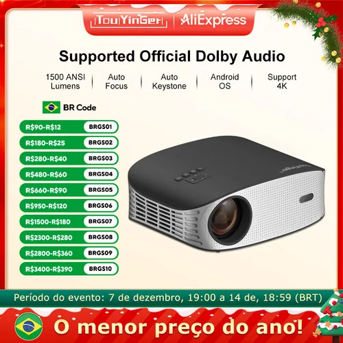 Touyinger ET32 1500ANSI Full HD 4K Proyector 5G WIFI Home theater Media Video Player Smart Beamer