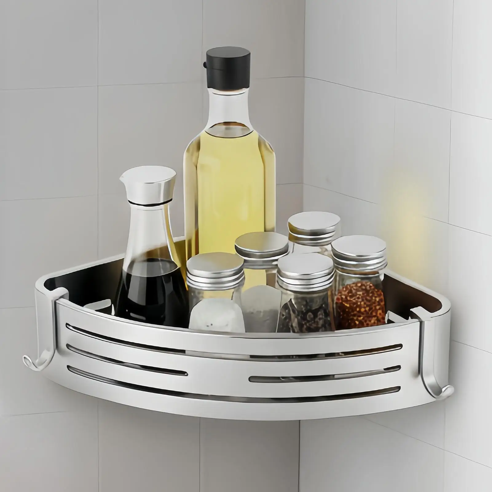 

1Pcs Adhensive Bathroom Shampoo Holder Shower Caddy Shelves Storage No Drill Shelf Corner Towel Holder Shelves For Bathroom