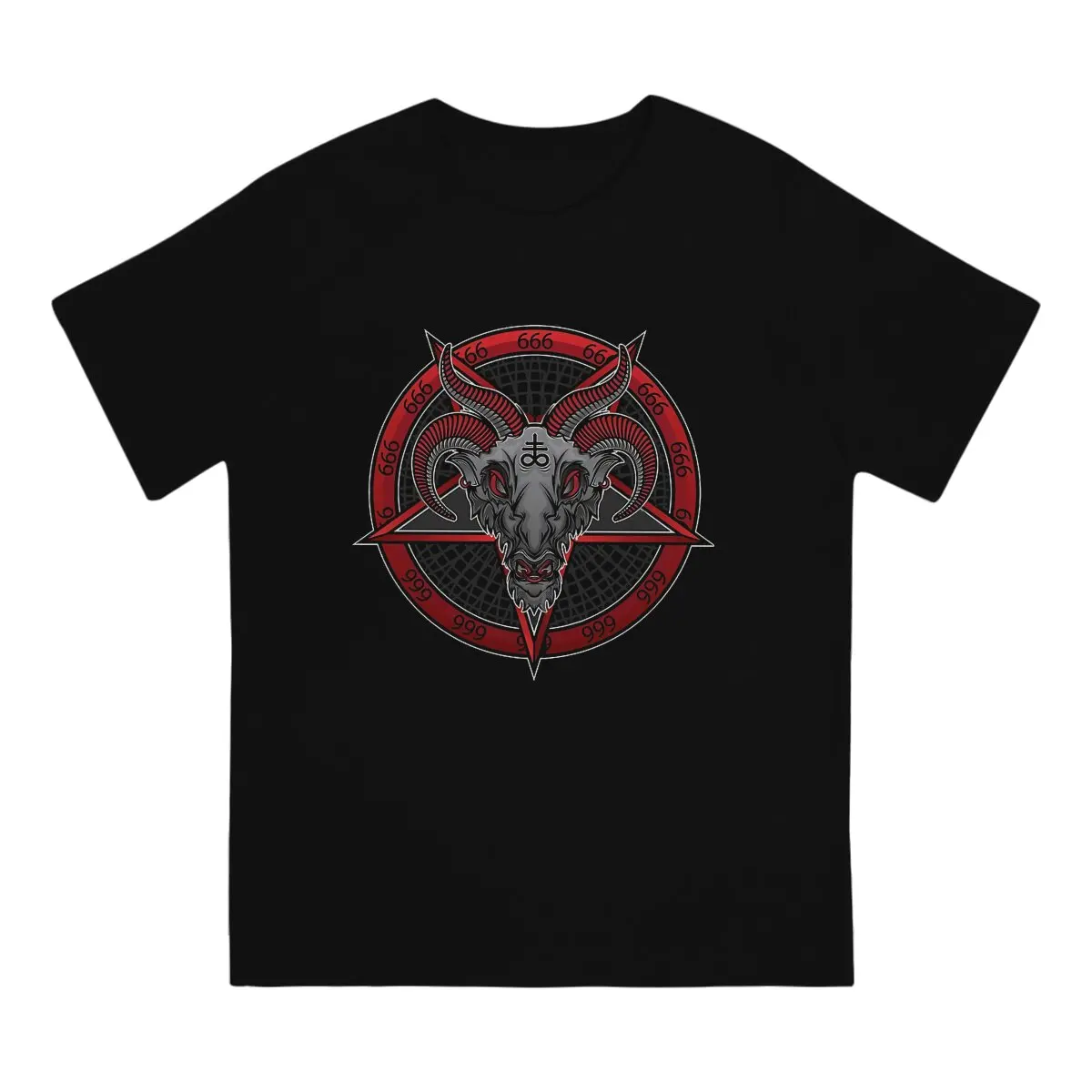 Baphomet On Pentagram T Shirts for Men Cotton Vintage T-Shirt Round Neck Satanic Baphomet Goat Tees Short Sleeve Clothing 6XL