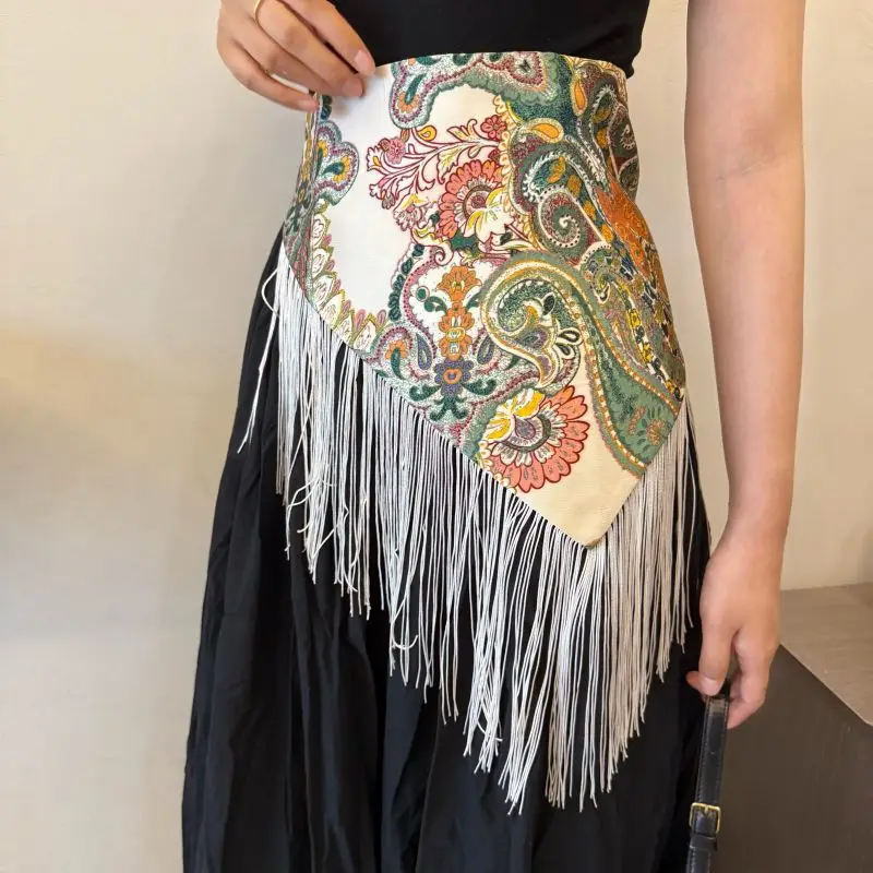 

Китайский стиль, этнический треугольный пояс, вышитый принт, кисточка, цветочный треугольный пояс, джинсовый декор, аксессуары для одежды