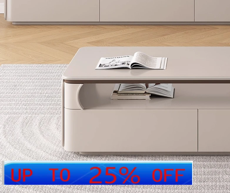 

LMM pure solid wood three-layer floor TV cabinet coffee table combination modern simple living room home