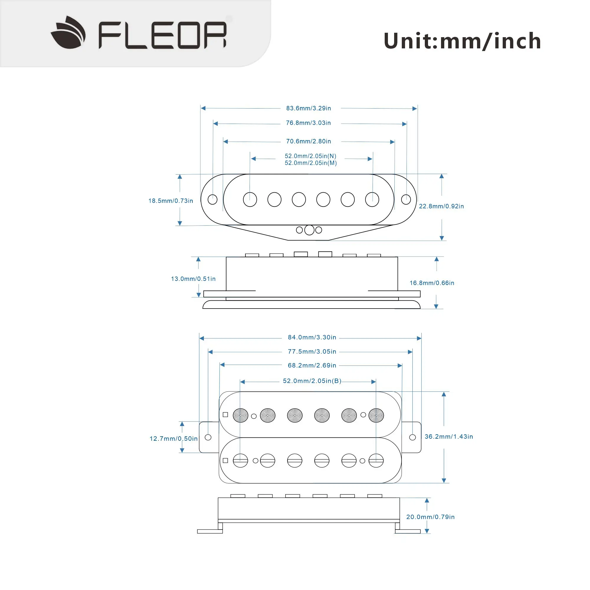 مجموعة التقاطات جيتار SSH مكونة من 3 قطع من فلور ألنيكو 5 التقاطات ملفوفة واحدة + لاقط هامبوكر