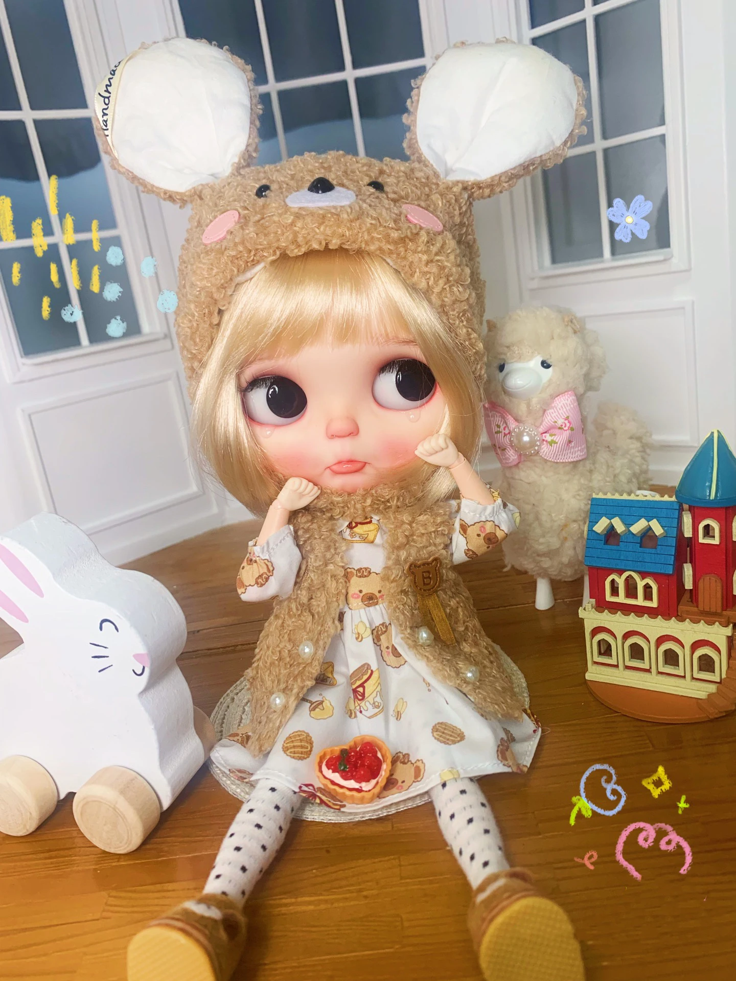 Blythe clothes Chocolate Bear dress skirt 1/6 30cm BJD anime girl (Fit for Pullip,Ob24, Licca)