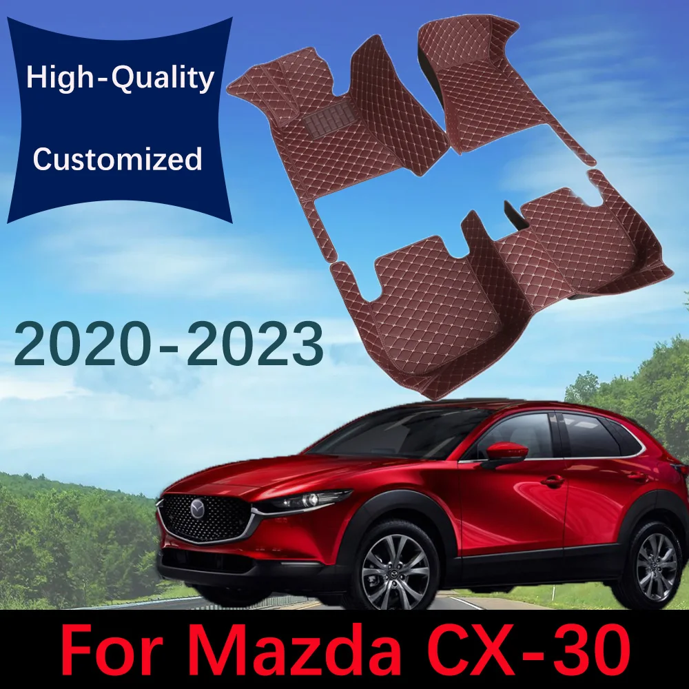 

Custom Leather Car Floor Mats For Mazda CX-30 2020 2021 2022 2023 Automobile Carpet Rugs Foot Pads Interior Accessories