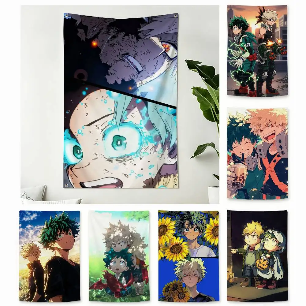 Bakugo Katsuki Midoriya Izuku  Home Decor Wall Hanging Vertical Flags Indoor Outdoor