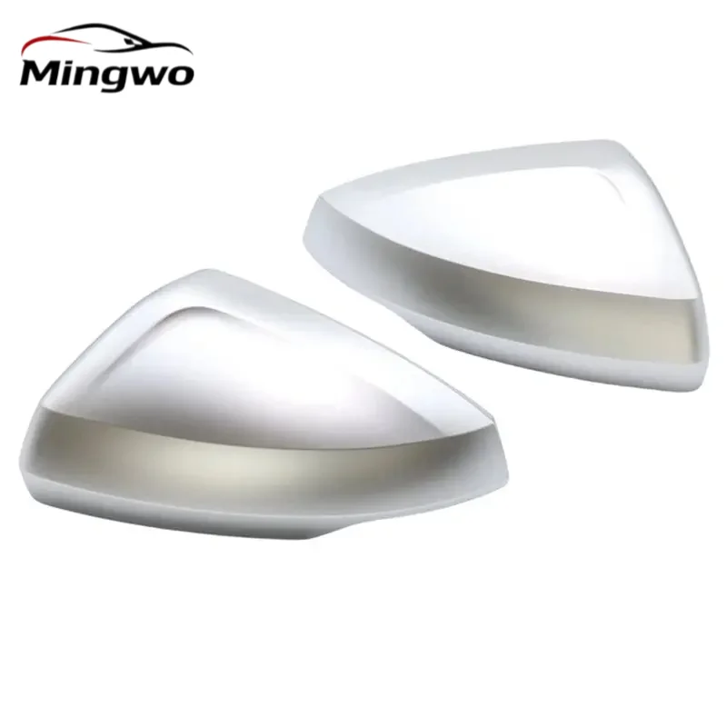2pc Silver Chrome For Volkswagen Polo AW BZ Mk6 VI LHD 2018-2024 Side Mirror Cover Door wing replace aluminum brushed matte auto
