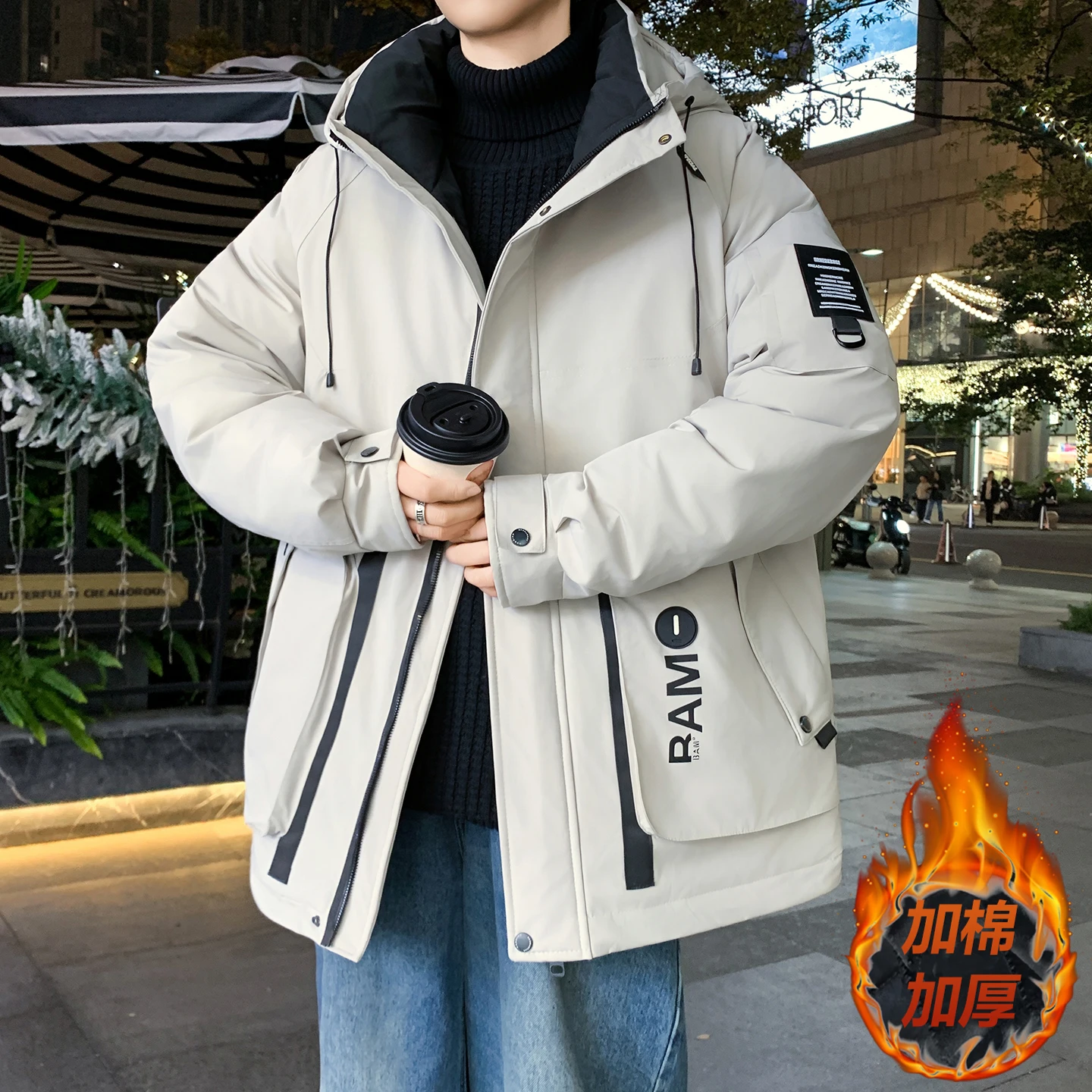 

Casual Warm Hooded Cotton-Padded Jackets Winter High Quality Windproof Paraks Tops Clothing Outwear Fashion Loose Thicken Coats