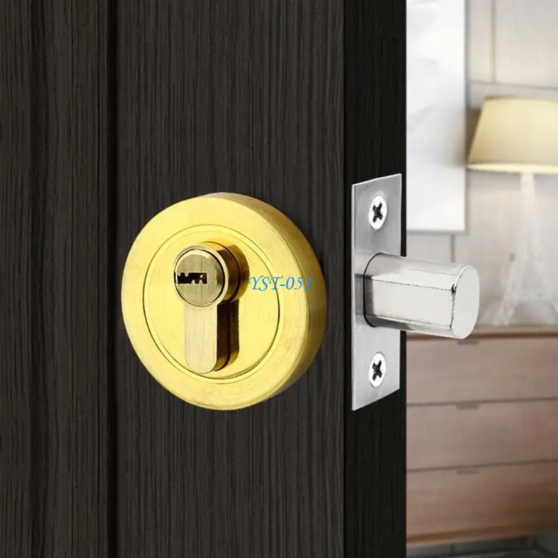 

E15A Single Cylinder Deadbolts Round Door Lock Entry Sturdy Stainless Steel for 35 50mm Front Bathroom Bedroom Door