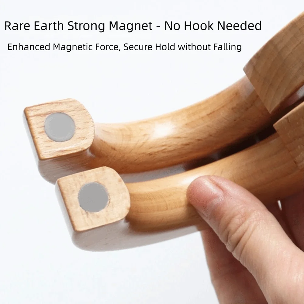 Strong Magnetic Magnetic Curtain Buckle No Punching Rotating Design Wooden Curtain Tieback Light Luxury Durable Wood