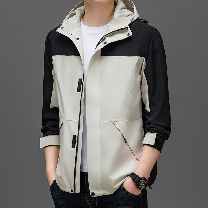 

New popular spring and autumn outdoor sprint jacket for men and women, couple style outerwear with detachable cap, waterproof an