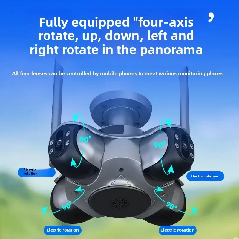 20MP Outdoor 4 Screen WiFi PTZ Camera Human Auto Tracking 360 Degree Night Vision Wireless Surveillance Camera for Home Security