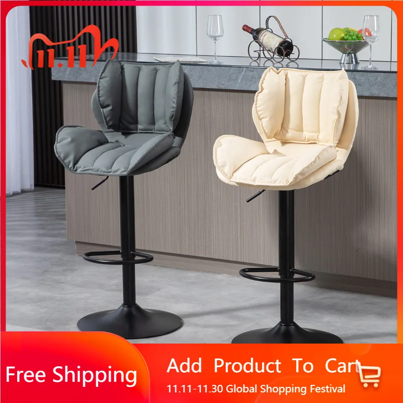 

Office Accent Bar Chairs Designer High Bedroom Minimalist Nordic Leather Bar Chairs Swivel Adjustable Bancos De Salon Furniture