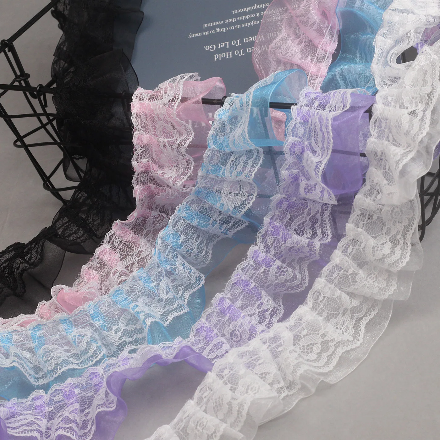 5cm Lace Organza Frill Lace Trim Double Layer Collar Pleat Home Textile Accessories Clothing Accessories