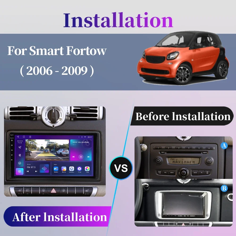 For Mercedes Benz Smart Fortwo 2006 - 2015 Android Car Radio Multimedia Player Carplay Navigation GPS Touch Screen Auto Stereo