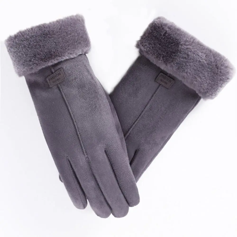 Thicked Windproof Suede Gloves Soft Touch Screen Sports Cycling Mittens Warm Comfortable Women Winter Gloves Outdoor