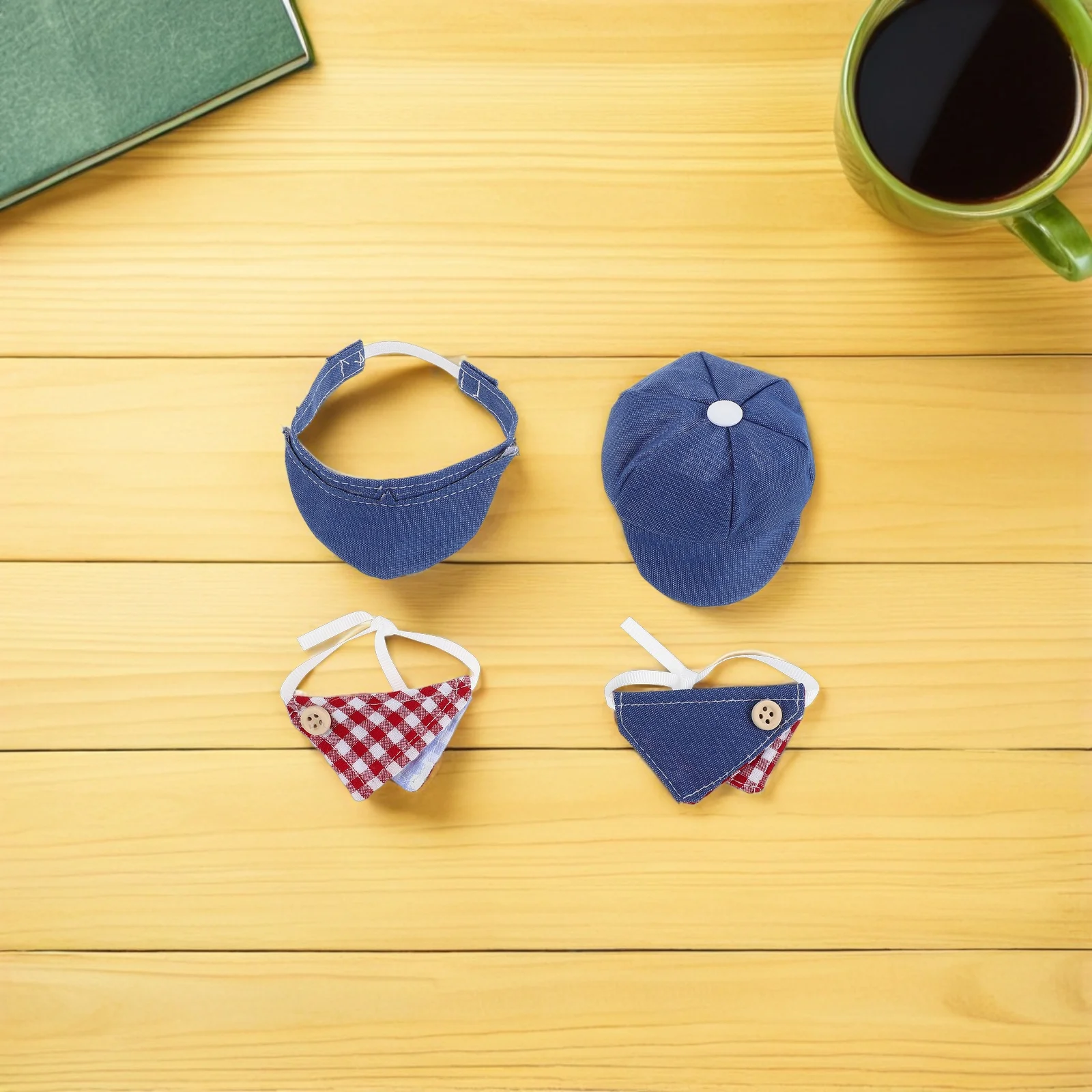 12 個の衣類アクセサリー 10 センチメートルミニベレー帽三角スカーフセットドールハウスパーティー用品写真小道具クラフトキット Diy