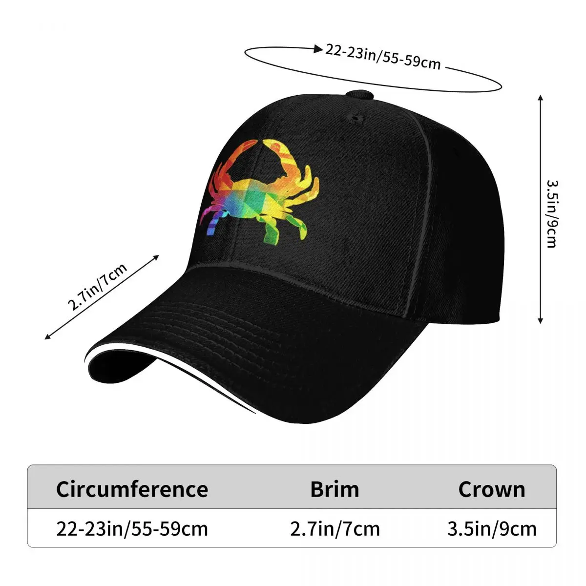 Maryland Crab Rainbow Pride Month Baseball Cap Hat men Thermal Visor Ball Cap luxury woman cap For Girls Men's