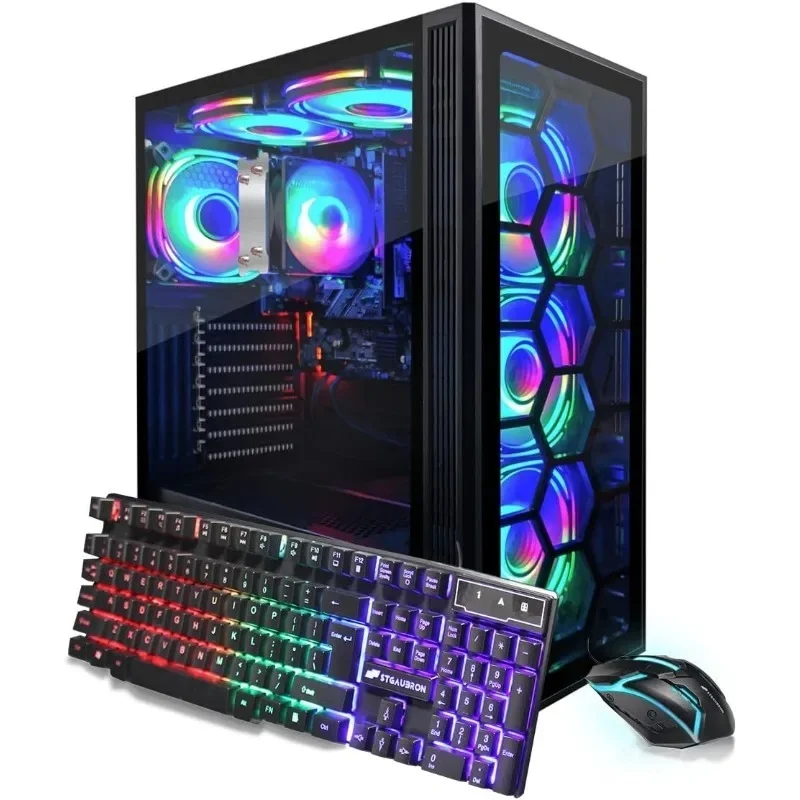 Computer PC desktop RGB, AMD Ryzen 5 3400G fino a 4,2GHz, 16G DDR4, SSD 512G, WiFi 6 e BT 5.2, ventola RGB x6, tastiera RGB