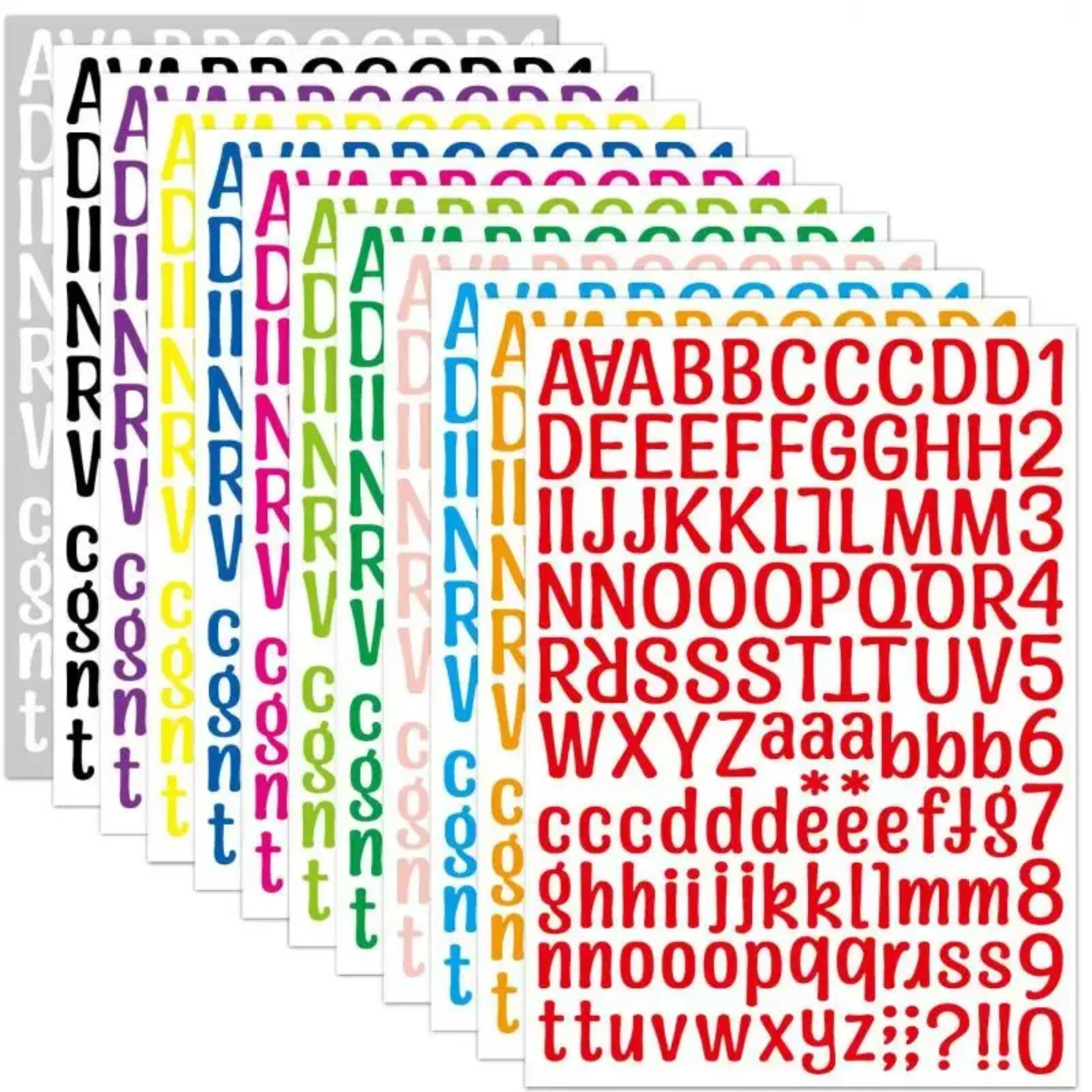 Colorful Letter Stickers, Self-Adhesive Vinyl Alphabet Number Sticker for Mailbox,Sign Door, Business, Address Number,Cards,Cups