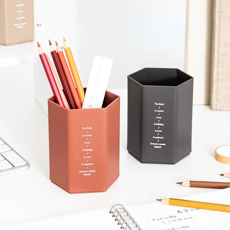 Hexagonal Design Pen Holder Large Capacity Pen Pencil Organizer Brush Storage Container Box Plastic Stationery Desk Organizer