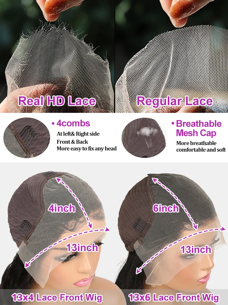 40 дюймов 250% объемные волны человеческих волос Парики 13x4 13x6 Hd Парик фронтальной части шнурка Бразильские предварительно выщипанные парики из натуральных волос на кружеве для женщин