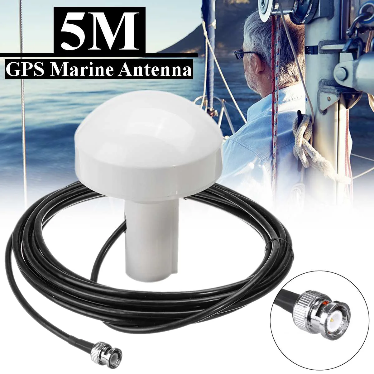 Ship GPS Active Marine Navigation  Timing Antenna 1575+/-5 MHz 5M BNC Male Plug