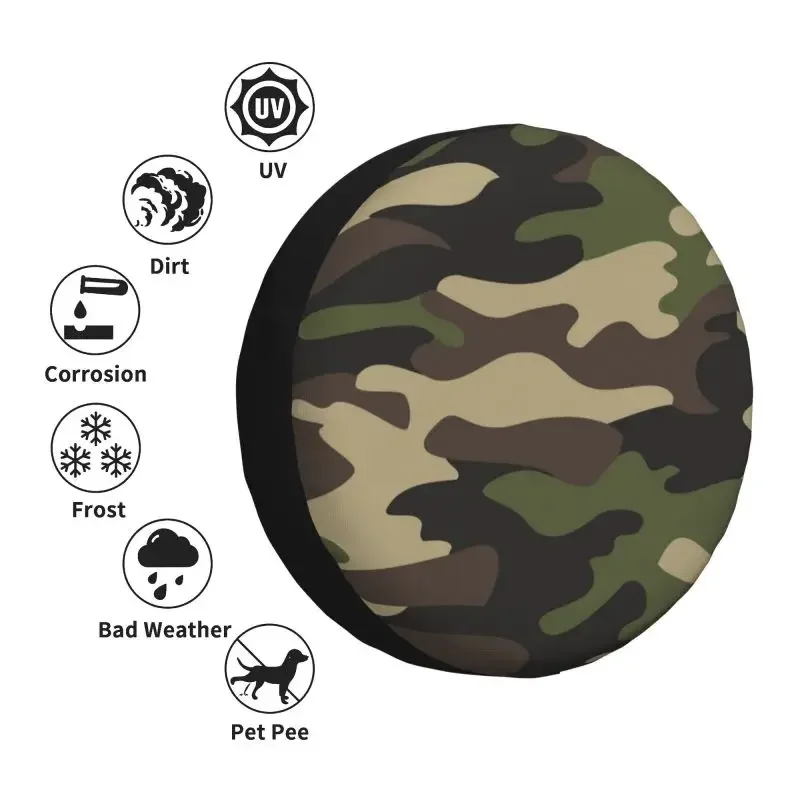 Custom Green Brown Military Camouflage Spare Tire Cover for Honda CRV Army Jungle Camo 4WD 4x4 SUV Car Wheel Protectors - view 4