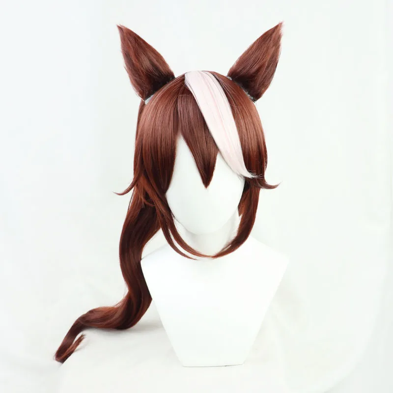 Anime Uma Musume Pretty Derby Tokai Teio Cosplay Wig Ears and Tail Halloween Party Carnival Role Play Synthetic Wigs Hair Women