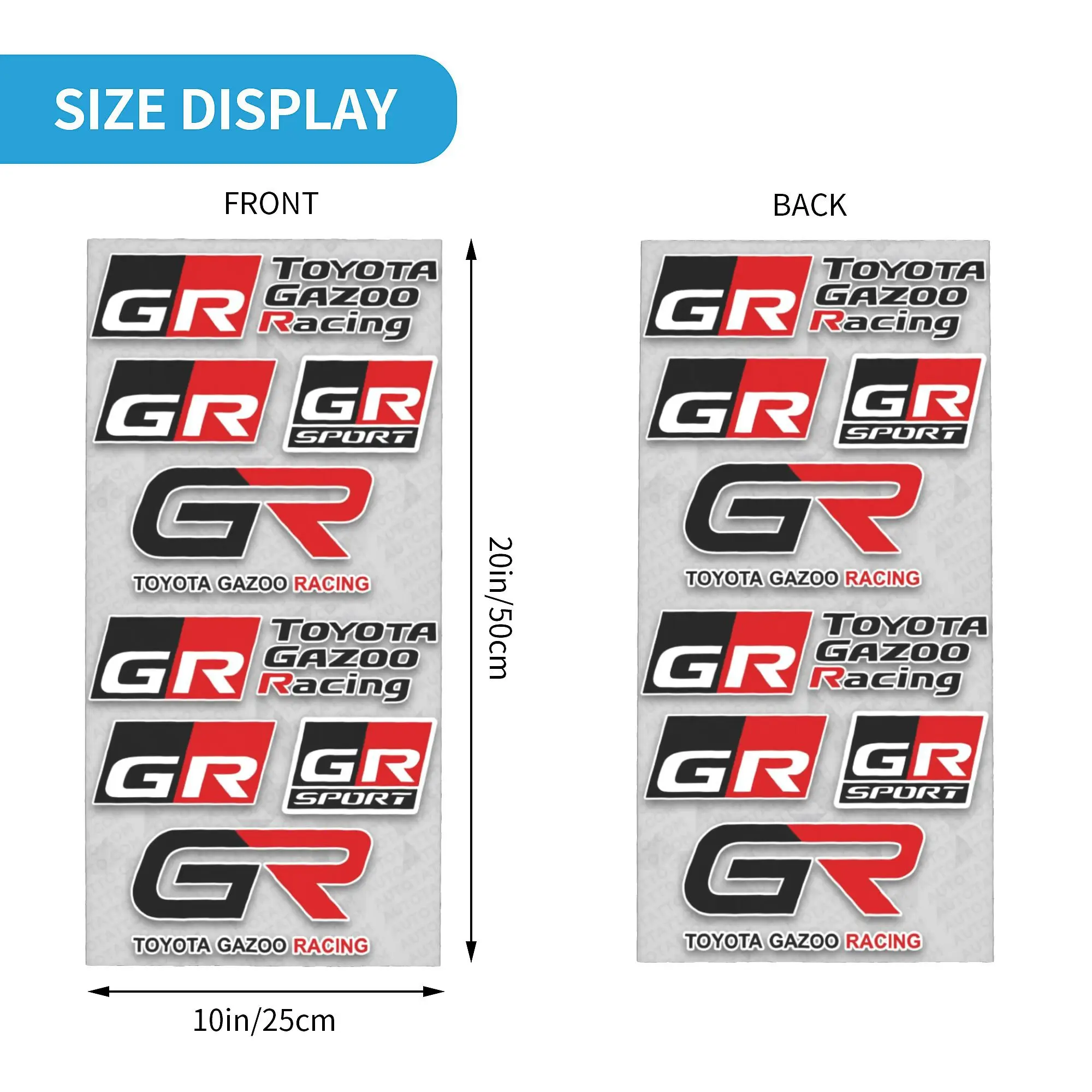 Custom GR GAZOOS Racing GRSPORT Bandana Neck Gaiter Windproof Face Scarf Cover Women Men  Headwear Tube Balaclava