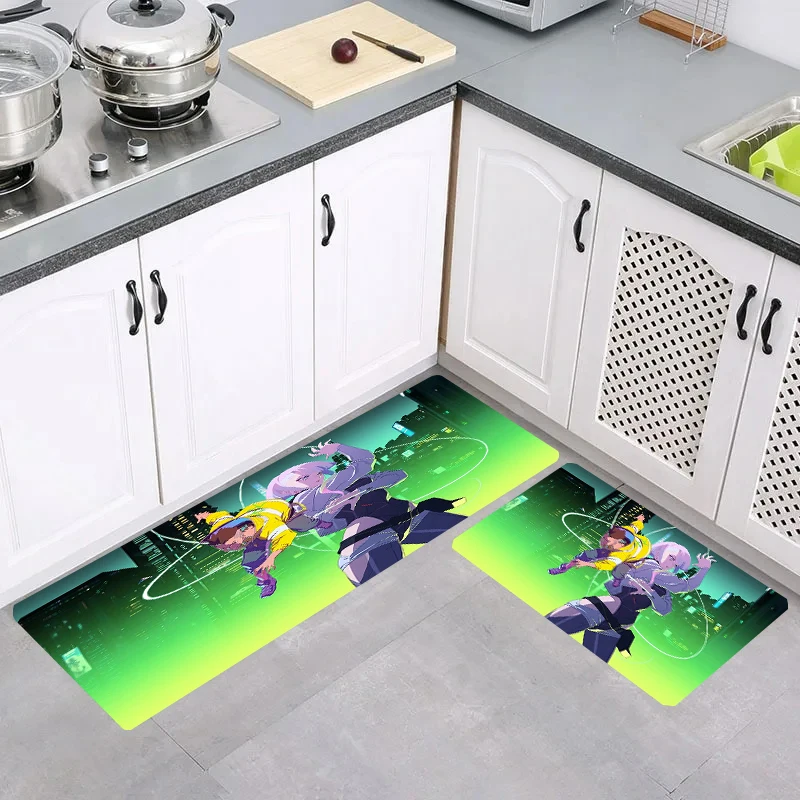 

C-Cyberpunk Edgerunners Rugs House Entrance Mat Balcony Aesthetic Room Decoration Carpets Home Kitchen Carpet Foot Rug Door Mats