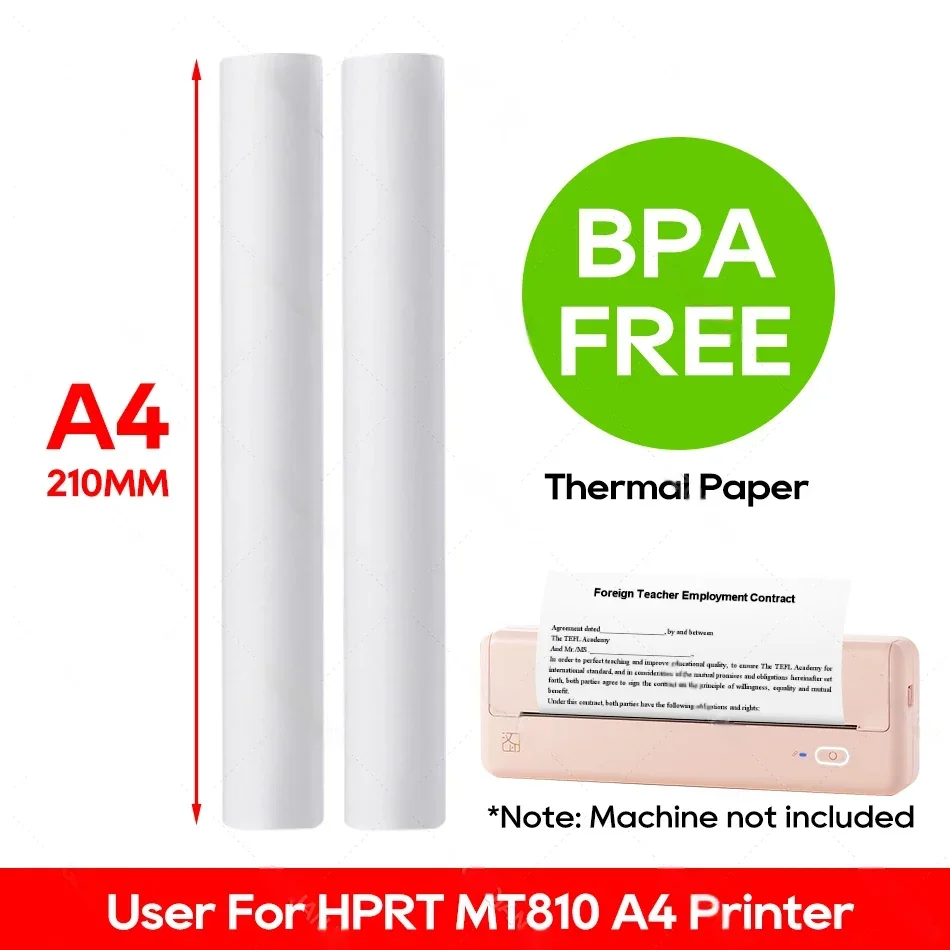 A4 Thermal Paper Thermal Printing Paper 210*30mm for A4 Wireless Bluetooth A40/X8 Printer Paper Roll