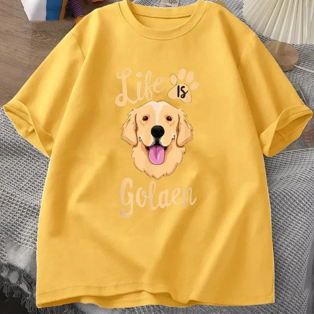 Life Is Golden Retriever T-Shirt Men Women Dog Owner Gift T-Shirt Cotton Loose Casual Tshirts Unisex Tops Tees O-neck Oversized