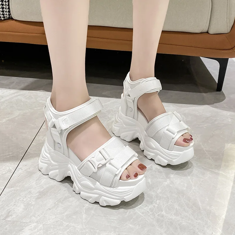 Summer Women Sport Sandals Ladies Wedge Sandal Buckle High Heels Platform Shoes Woman 2023 Hoof Woman Thick Bottom Sandalias