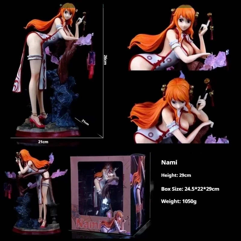 29cm One Piece Nami In Cheongsam Chinoiserie Anime Figure Model Gk Statue Boys Collection Desktop Decoration Ornament Toys Gifts