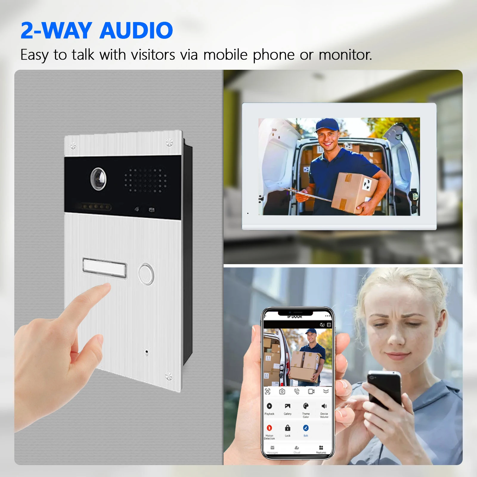 Tuya 7-Inch Hands-Free Video Intercom DoorPhone for 2 Wired Apartments Security  touch screen System for Building Automation