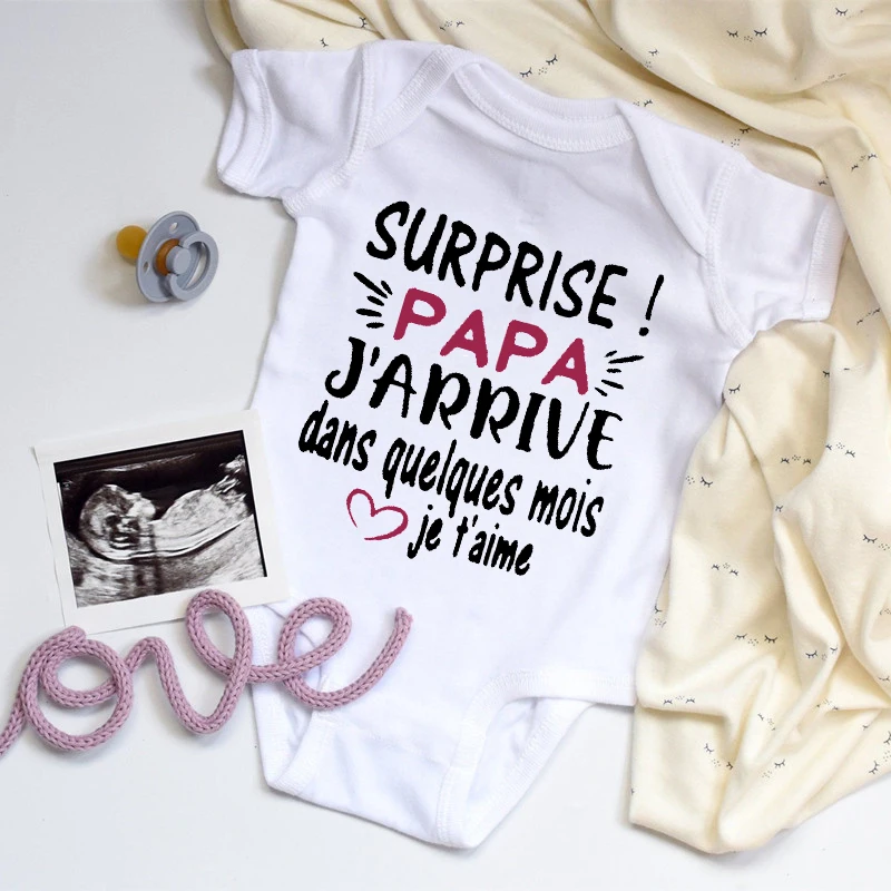 Surprise PAPA I'm Coming In A Few Month Announcement Pregnant Baby Bodysuit Boy Girl Toddler Jumpsuit Clothes Infant Shower Gift