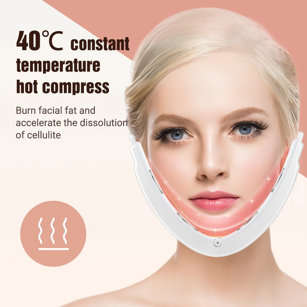 EMS Face Slimming Bandage Vibration Heated LED Phototherapy Facial Lifting Massager Skin Tightening Chin Cheek Face Lift Up Belt