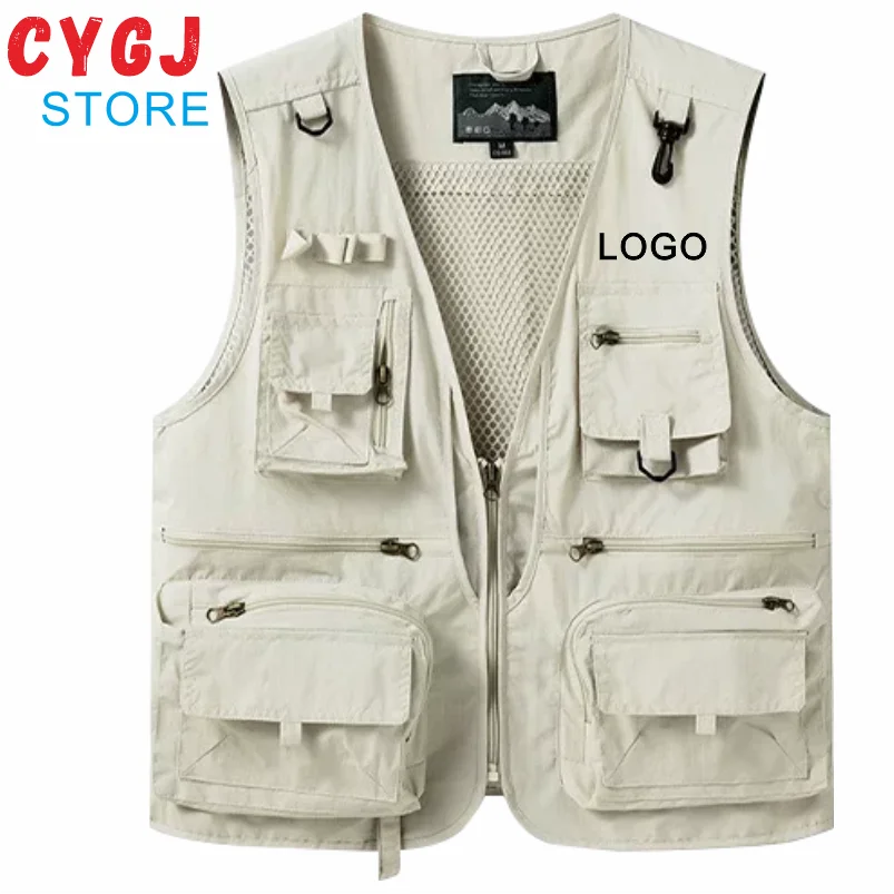 Multi Pocket Outdoor Fishing Vest Lightweight Breathable Mesh Sleeveless Jacket Photography Travel Work Utility Cargo Waistcoat