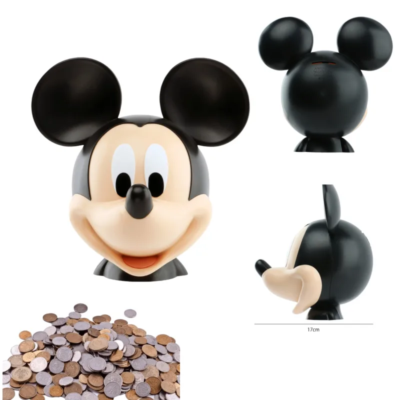 Disney Mickey Piggy Bank Kawaii Mouse Cartoon Head Saving Pot Coin Storage Tank Money Box Room Decor Children's Christmas Gifts