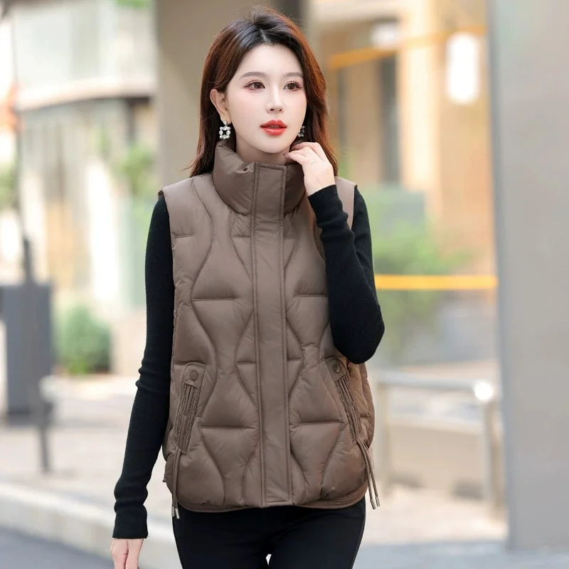

Autumn Winter Down Cotton Vest Jacket Women 2025New Sleevele Parkas Thicken Warm Vest Coat Female Waistcoat Overcoat Ladies Tops