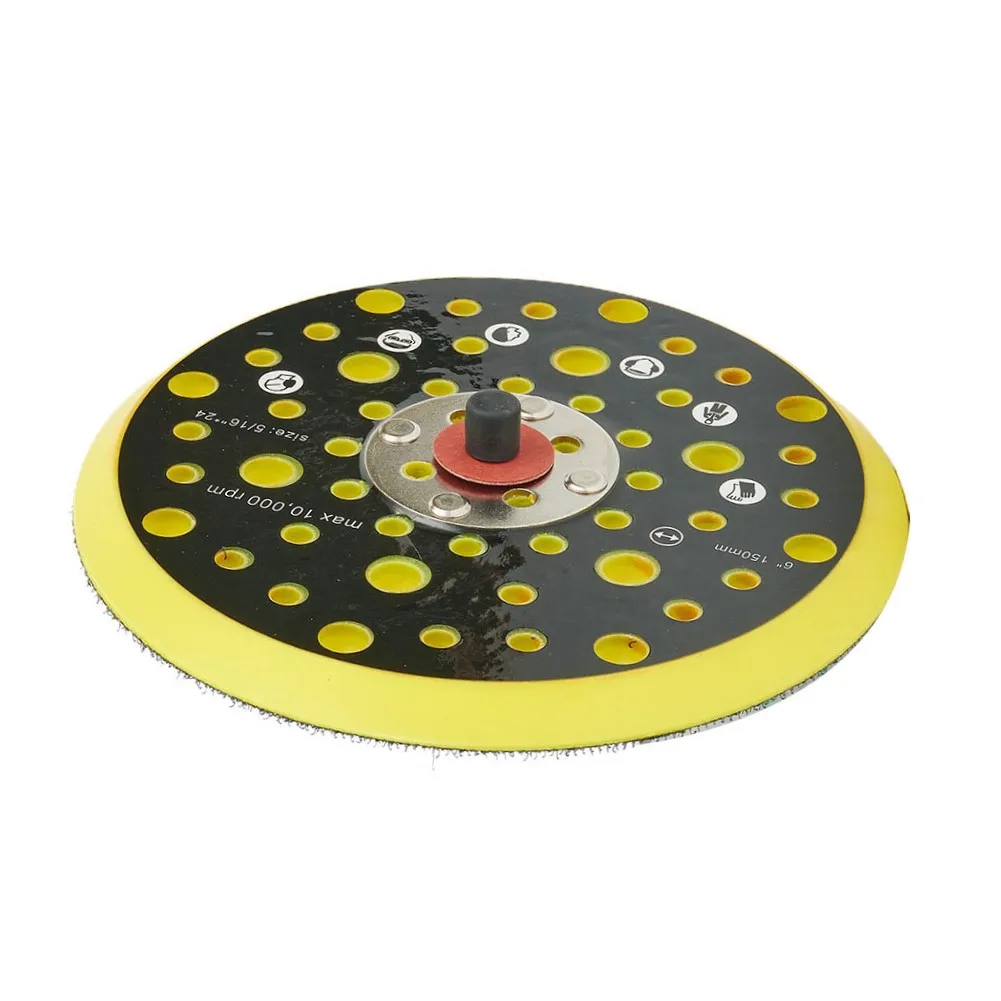 6 Inch 52 Holes Sander Backing Pad Hook & Loop Dust Free Sanding Disc 5/16"-24 Thread For 150mm Sander Backing Pad Accessories