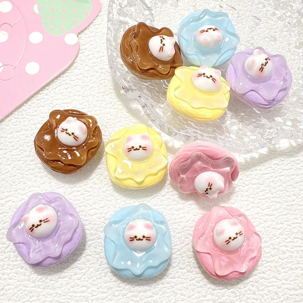 Kawaii Mini 3D Cat Pudding Cake Resin Miniature for DIY Fake Food Dollhouse Decoration Phone Case Jewelry Making Craft Supplies