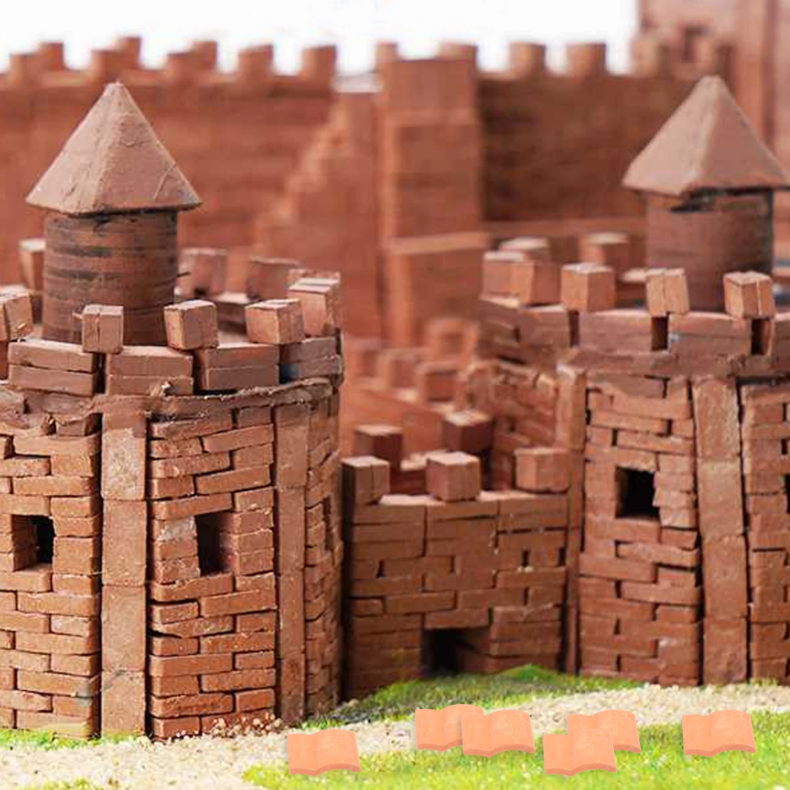 50 szt. Miniaturowe domki do piaskownicy, dekoracyjne symulacje mikrokrajobrazu, realistyczne małe dachy, płytki do samodzielnego wykonania dla dzieci, kreatywne płytki do modelowania pociągów.